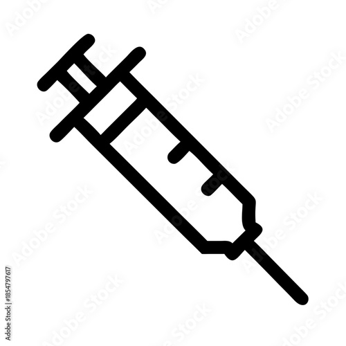 Medical Syringe Hypodermic Needle Tilted Silhouettes Vector Icon