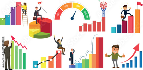 Success Mindset Large Set with Motivation and Achievement Concept Elements, Personal Growth and Goal Development Vector Illustration