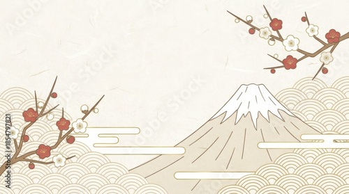 Cherry blossom festival celebrations near mount fuji japan illustrative background art tranquil environment aesthetic viewpoint cultural heritage nature and art fusion