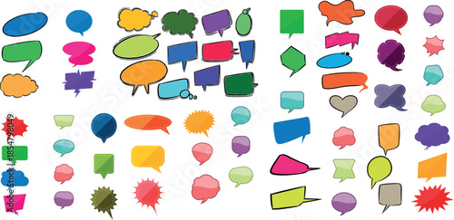 Speech Bubble Set with Chat Message and Callout Shapes, Communication Dialogue Elements Collection Vector Illustration