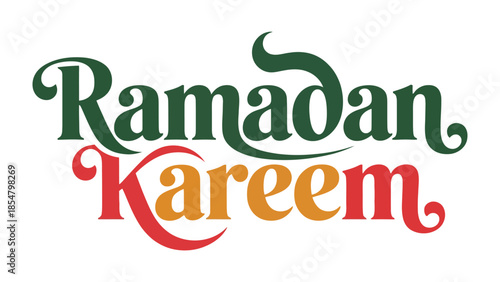 Ramadan Kareem: A festive and vibrant graphic design which celebrates the spirit of Ramadan with calligraphic text in lively colors, evokes a sense of joy and reflection during this holy month.