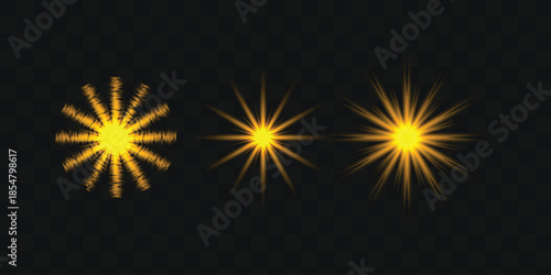 Vibrant yellow starburst effects on black background