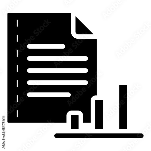 document with statistical bar graph glyph icon