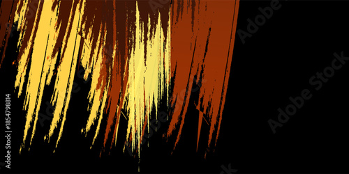 Black and orange modern abstract background with yellow glowing movement and high-speed light effect. Vector illustration