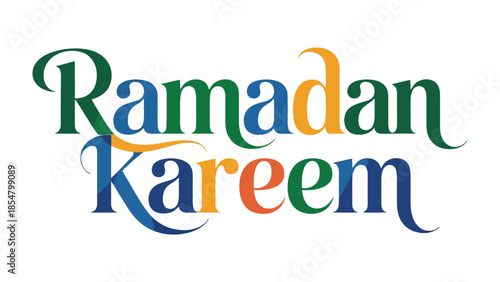 Ramadan Kareem Greetings: A vibrant and colorful display of the words Ramadan Kareem in a beautifully designed graphic, conveying a message of goodwill and celebration.