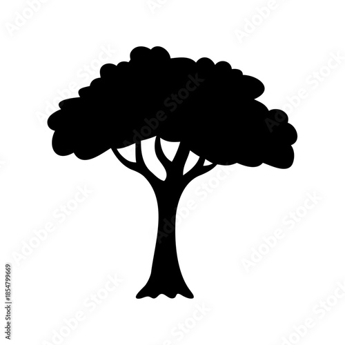 Cartoon vector illustration of a summer oak tree with green leaves and branches isolated on white as a decorative ecology symbol for nature and environment design