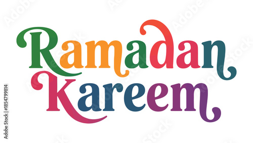 Ramadan Kareem: A vibrant and colorful display of festive text, wishing all observers a blessed and generous Ramadan. A symbol of peace, spirituality, and unity for people.
