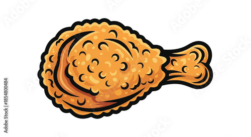 Crispy Fried Chicken Drumstick Golden Brown Breading Fast Food Illustration