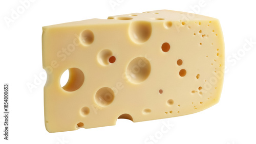 Tableau sur toile Swiss cheese wedge PNG isolated on transparent background, dairy product with ho