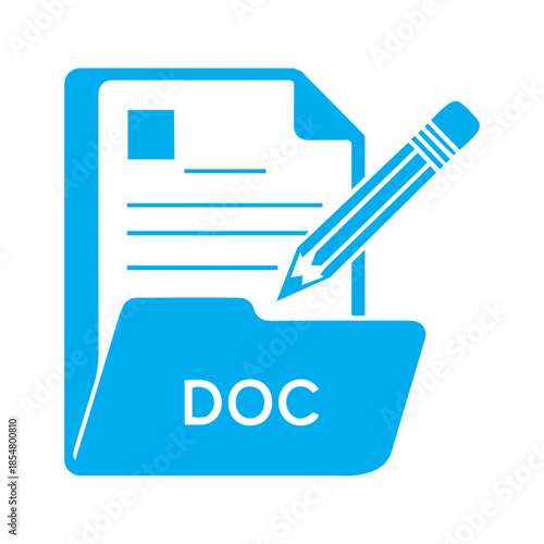 linear icon of DOC file word processing software format with text images tables charts outline symbol isolated vector design suitable for tech concepts