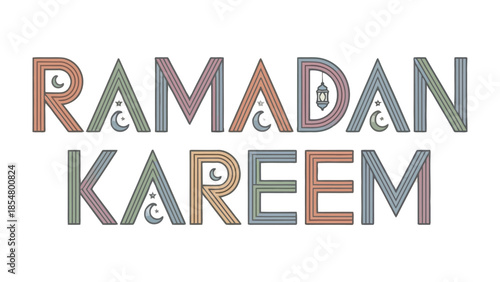 Ramadan Kareem: A festive and artful display of colorful text, rendered with a touch of elegance and adorned with subtle, symbolic design elements