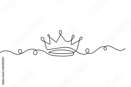 Minimalist crown outline vector illustration on white background