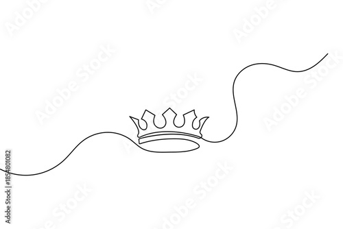 Minimalist crown outline vector illustration on white background