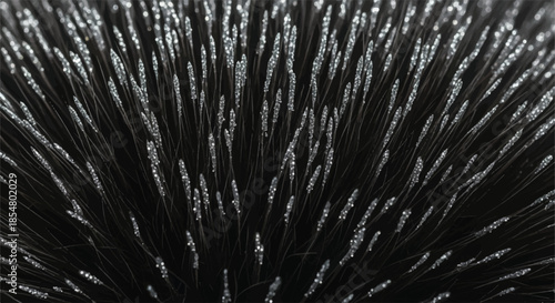 Abstract monochrome macro texture of vertical fibers or sharp grass blades in high contrast