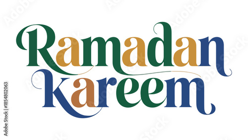 Ramadan Kareem Typography: A festive and elegant typography design, conveying the spirit of Ramadan with graceful letterforms and a palette of rich colors.
