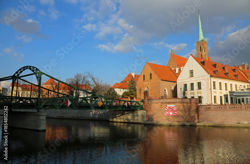 The bridge and Ostrow Tumski - Wroclaw, Poland