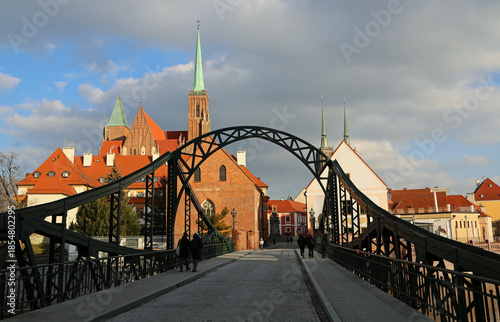 Walking Tumski Bridge, Wroclaw, Poland