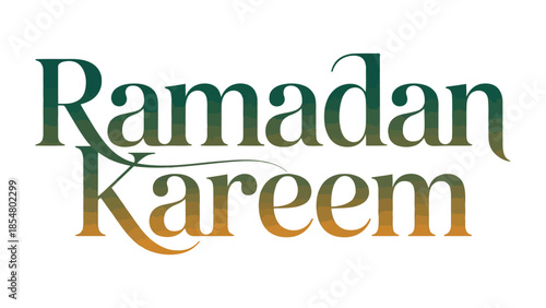 Ramadan Kareem: Elegant calligraphy spells out Ramadan Kareem in a captivating blend of green and gold, representing a season of spiritual reflection and community spirit.