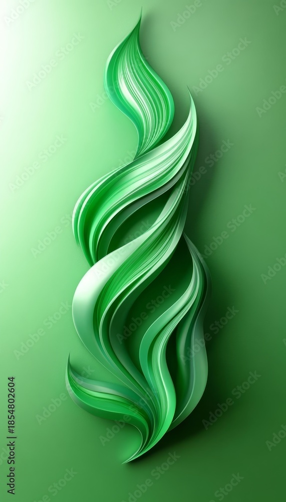 Fototapeta premium Graceful Curves and Abstract Green Gestures Create an Elegant Composition with Harmonious Gradient