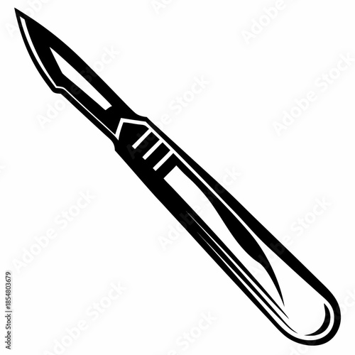 Sleek Surgical Scalpel Side Profile Silhouettes Vector Icon