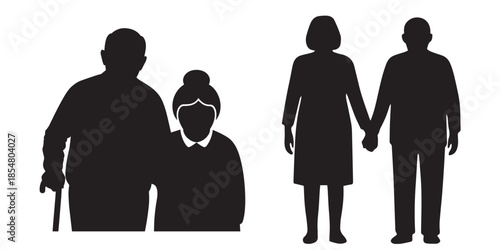 Silhouettes of couples representing different generations and stages of life
