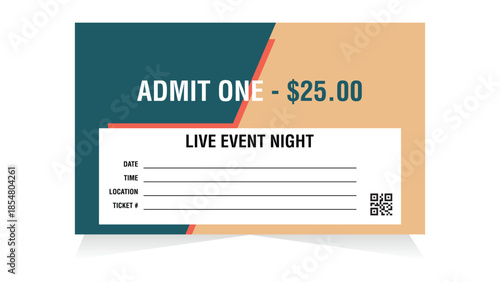 Admit one ticket for live event night with QR code