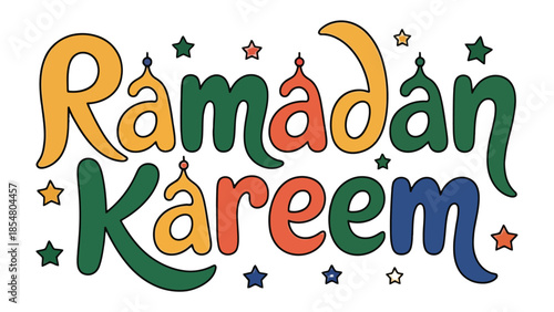 Ramadan Kareem: A vibrant illustration showcasing the warm wishes of the Ramadan Kareem celebration with decorative stars, crescent moon and colorful text that capture the essence of this holy month.