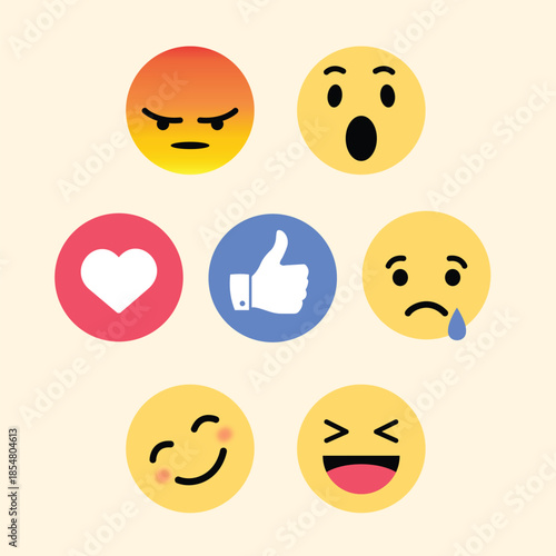 Social Media Reaction Icons and Emoticon Set