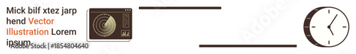Time management, monitoring, navigation, aviation, signal tracking, data flow. Radar screen display paired with an analog clock. Time management and monitoring concept