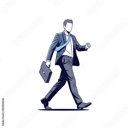 Stylish Business Professional Walking confidently with briefcase and casual attire in a modern