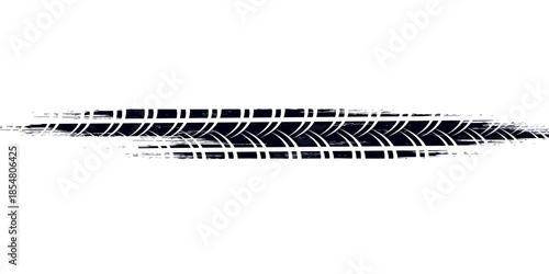 Tire track. Car, bike, motorcycle tyre mark with grunge effect isolated on white background. Wheel footprint on the road. Top view of rubber protector mark