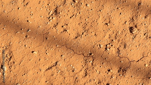 Close-up of cracked, dry earth under natural light, showcasing intricate patterns of weathered soil and scattered pebbles, reflecting arid conditions
