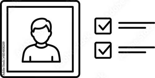 line icon of a person with checkmarks