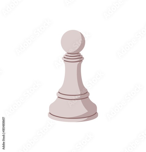 White chessman of pawn icon. Elegant chess piece of soldier. Classical figure of chessboard. Simple shape for playing strategic board game. Flat isolated vector illustration on white background