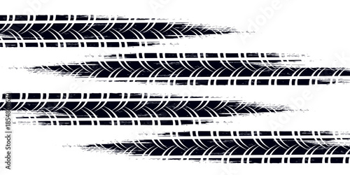 Tire track. Car, bike, motorcycle tyre mark with grunge effect isolated on white background. Wheel footprint on the road. vector