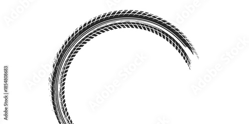 Tire track. Car, bike, motorcycle tyre mark with grunge effect isolated on white background. Wheel footprint on the road. vector