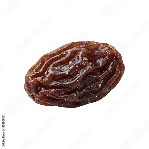 Single Dried Dark Raisin Or Sultana Snack Isolated