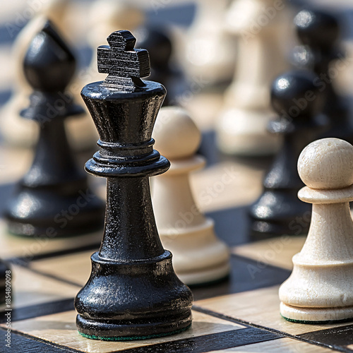 Strategic chess match board game setting close-up shot intense environment aerial view mind games and tactics