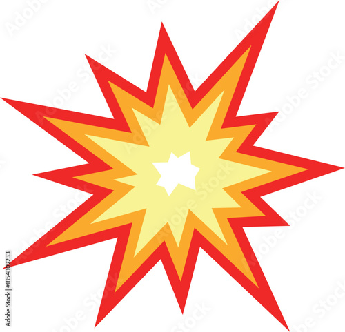 Explosion graphic comic book style burst effect dynamic action element for design and advertising isolated on white background