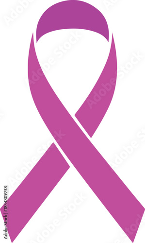 Purple awareness ribbon symbol representing support and solidarity for cancer research and health campaigns isolated on white background