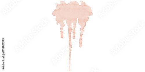 Dark brown liquid drip texture organic watercolor paint stain on black Abstract flowing coffee ink splatter design