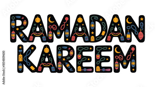 Ramadan Kareem: A vibrant illustration for the sacred month of Ramadan, exuding the spirit of unity, peace, and reflection. Adorned with lanterns and crescent moons.