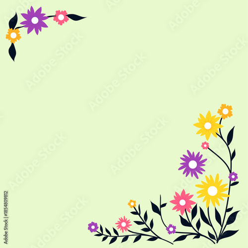Beautiful background frame in flowers spring theme to decorate your designs