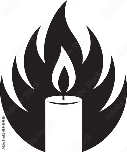 Minimalist black and white candle flame