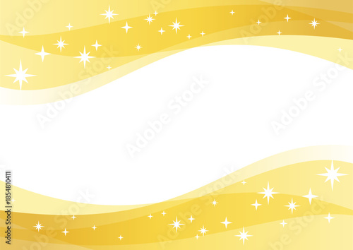 ゴールドのグラデーション背景に輝く星のフレーム