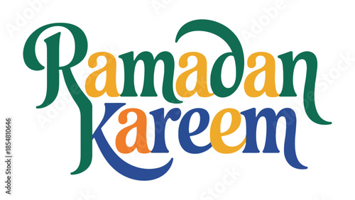 Ramadan Kareem Illustration: Festive and colorful Ramadan Kareem calligraphy, representing the spirit of the holy month. conveying blessings and joy.