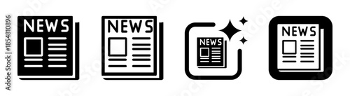 Black newspaper icon vector illustration for media news and trending topics with transparent PNG background