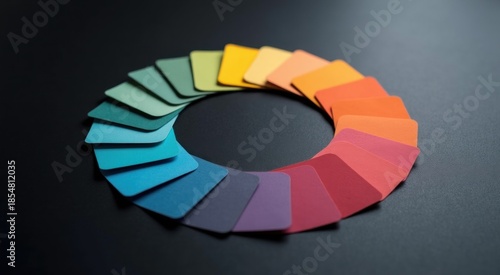 Circular color wheel with a black background