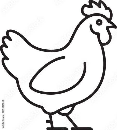 PrintMinimalist black line art icon of a farm animal chicken