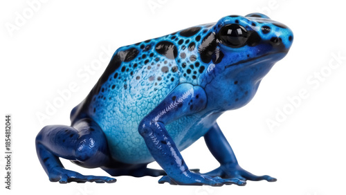 Cuadro en lienzo Blue poison dart frog isolated PNG, vibrant amphibian with black spots on transp